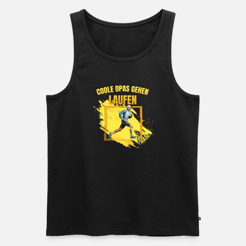 Coole Opas gehen Laufen - Männer Premium Bio Tank Top - Schwarz