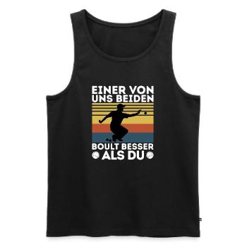 L’un de nous deux boult - bouler petanque - Débardeur bio Premium Homme - noir - Devant - AI Model Male 178 light (178cm)