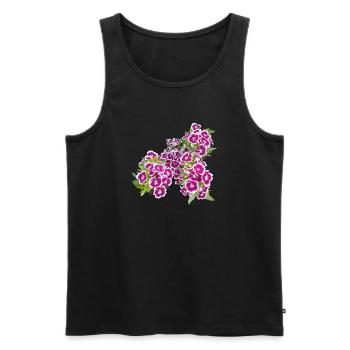 Poésie de l’œillet – focus sur les fleurs du jardin - Débardeur bio Premium Homme - noir - Devant - AI Model Male 178 light (178cm)