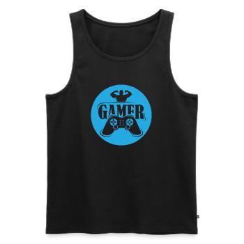 gamer fitness controller icon logo team gaming - Men's Premium Organic Tank Top - black - Front - AI Model Male 178 light (178cm)