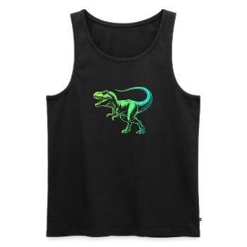 dinosaure tyrannosaure rex, t-rex vert bleu - Débardeur bio Premium Homme - noir - Devant - AI Model Male 178 light (178cm)