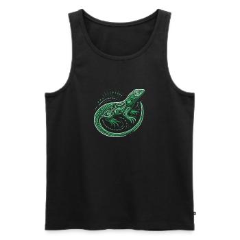 Lizard shades of green, aboriginal motifs, tribal - Men's Premium Organic Tank Top - black - Front - Michal (187cm)