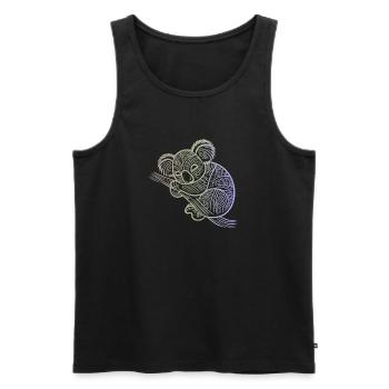 koala en motifs aborigènes , tribal - Débardeur bio Premium Homme - noir - Devant - AI Model Male 178 light (178cm)