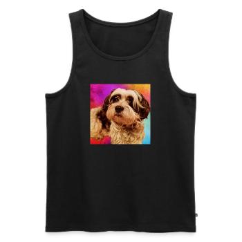 Hundeporträt mit buntem Hintergrund - Männer Premium Bio Tank Top - Schwarz - Vorne - Michal (187cm)