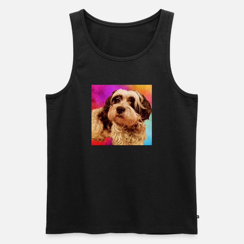 Hundeporträt mit buntem Hintergrund - Männer Premium Bio Tank Top - Schwarz