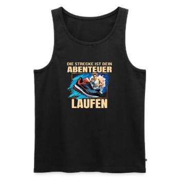 Laufen: Die Strecke ist dein Abenteuer - Männer Premium Bio Tank Top - Schwarz - Vorne - Michal (187cm)