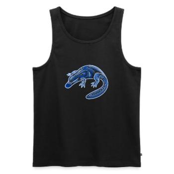 ornithorynque motifs aborigènes tribal bleu - Débardeur bio Premium Homme - noir - Devant - AI Model Male 178 light (178cm)