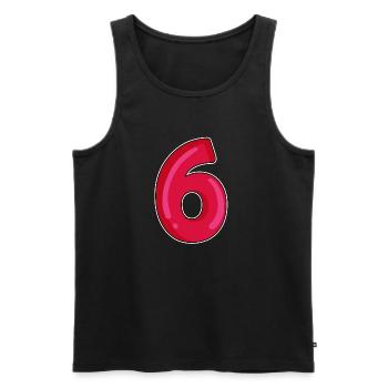 Sechs Zahl 6 Nummer rot - Männer Premium Bio Tank Top - Schwarz - Vorne - AI Model Male 178 light (178cm)