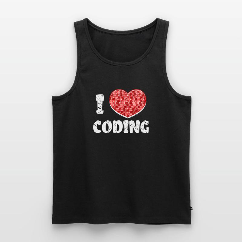 Programista Heart Coding Statement Programista Ekologiczny tank top męski Premium