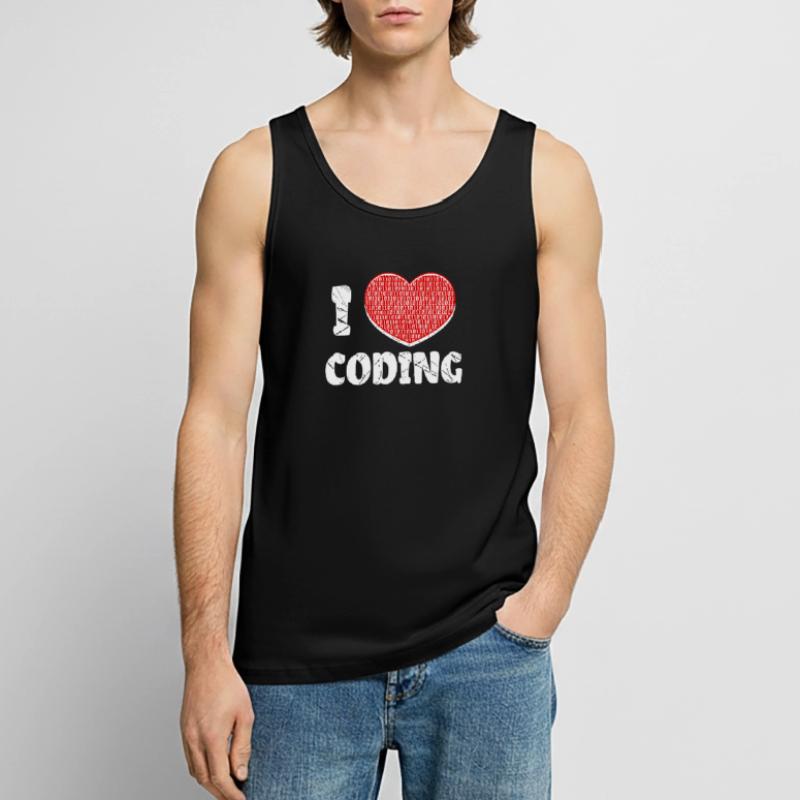 Programista Heart Coding Statement Programista Ekologiczny tank top męski Premium