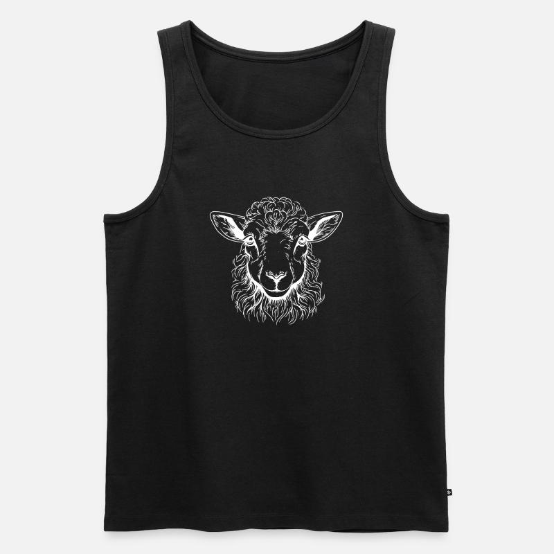 Lamm Portrait - Männer Premium Bio Tank Top - Schwarz