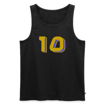 10. 10 YEARS. 10th ANNIVERSARY. 10 YEAR ANNIVERSARY. - Men's Premium Organic Tank Top - black - Front - Michal (187cm)