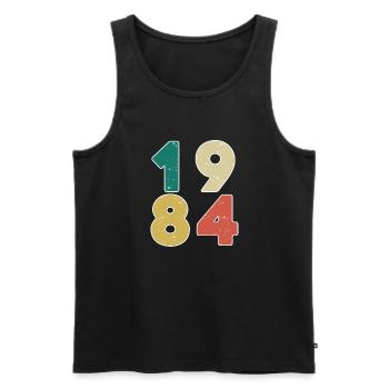 1984 - Jahrgang 1984 - Baujahr 1984 - Männer Premium Bio Tank Top - Schwarz - Vorne - AI Model Male 178 light (178cm)