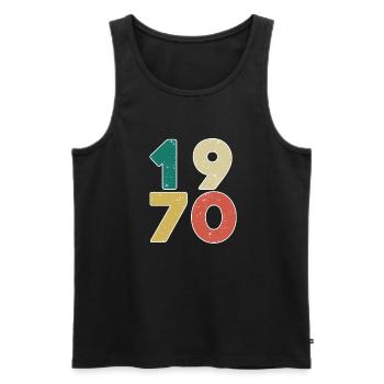 1970 - Born 1970 - Built in 1970 - Men's Premium Organic Tank Top - black - Front - AI Model Male 178 light (178cm)