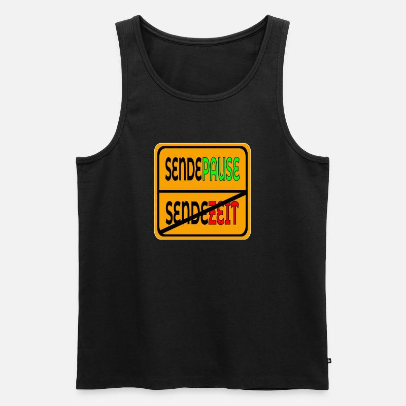 SENDEZEIT SENDEPAUSE - Männer Premium Bio Tank Top - Schwarz