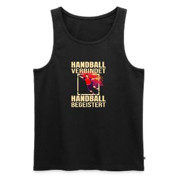Handball verbindet - Handball begeistert - Männer Premium Bio Tank Top - Schwarz - Vorne - Michal (187cm)