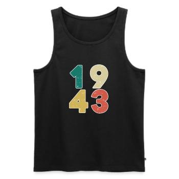 1943 - Né en 1943 - Construit en 1943 - Débardeur bio Premium Homme - noir - Devant - AI Model Male 178 light (178cm)