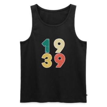 1939 - Construit en 1939 - Construit en 1939 - Débardeur bio Premium Homme - noir - Devant - AI Model Male 178 light (178cm)