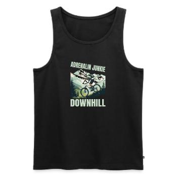 Adrenalin Junkie - MTB Downhill - Männer Premium Bio Tank Top - Schwarz - Vorne - Michal (187cm)