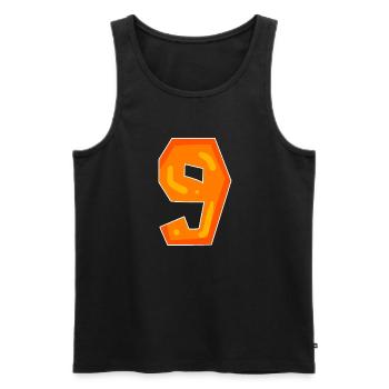 Number 9 - Nine - 9 Motif Orange - Men's Premium Organic Tank Top - black - Front - AI Model Male 178 light (178cm)