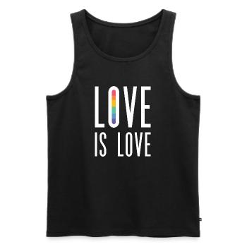 Mois de la fierté LGBT - Love is Love - Débardeur bio Premium Homme - noir - Devant - Michal (187cm)