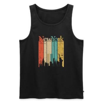 New York Skyline Retro Streifen - Männer Premium Bio Tank Top - Schwarz - Vorne - AI Model Male 178 light (178cm)