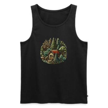 naturverbunden Leben mit einem Tiny House im Wald - Männer Premium Bio Tank Top - Schwarz - Vorne - Michal (187cm)