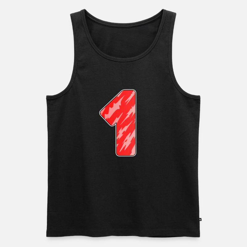 Number 1 Red Pattern - First - Men's Premium Organic Tank Top - black