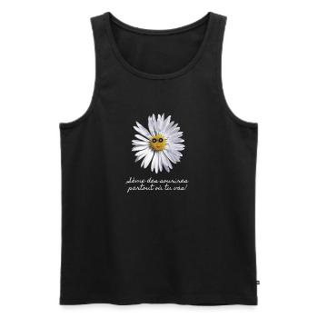 Smiling Daisy - Men's Premium Organic Tank Top - black - Front - AI Model Male 178 light (178cm)