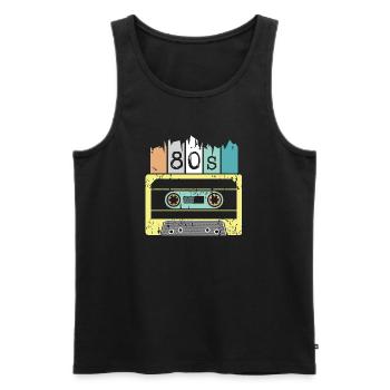 80s Kassette retro vintage Musik Symbol Grafik - Männer Premium Bio Tank Top - Schwarz - Vorne - Michal (187cm)