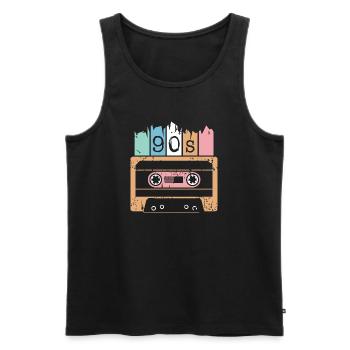 Kassette Musik 90s 1990er used look Klassiker Logo - Männer Premium Bio Tank Top - Schwarz - Vorne - Michal (187cm)
