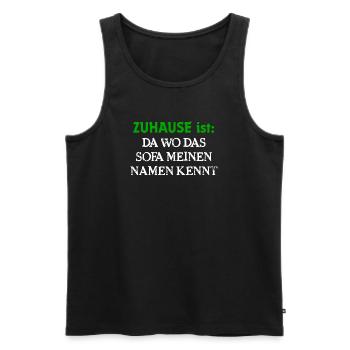 Zuhause ist da wo das Sofa meinen Namen kennt - Männer Premium Bio Tank Top - Schwarz - Vorne - AI Model Male 178 light (178cm)