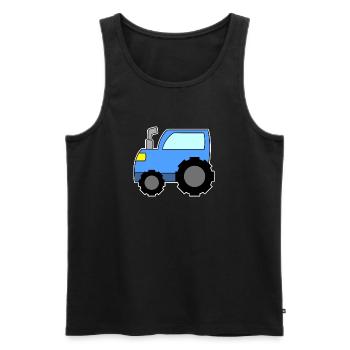 Bleu tracteur - Débardeur bio Premium Homme - noir - Devant - AI Model Male 178 light (178cm)