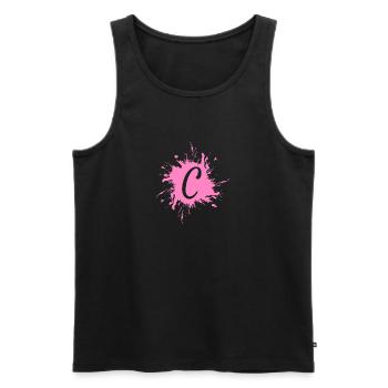 Buchstabe C - Anfangsbuchstabe C - Männer Premium Bio Tank Top - Schwarz - Vorne - AI Model Male 178 light (178cm)