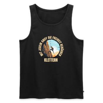 Mit jedem Griff die Freiheit berühren - Männer Premium Bio Tank Top - Schwarz - Vorne - Michal (187cm)