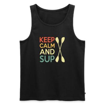 Casual Paddleboard Quote Design - Men's Premium Organic Tank Top - black - Front - AI Model Male 178 light (178cm)