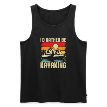 Kayaking Sunset Mountain Scene - Men's Premium Organic Tank Top - black - Front - AI Model Male 178 light (178cm)