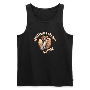 Abenteuer & Freiheit - Männer Premium Bio Tank Top - Schwarz - Vorne - Michal (187cm)