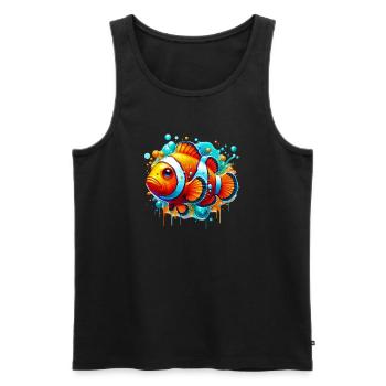 Poisson-clown - Débardeur bio Premium Homme - noir - Devant - AI Model Male 178 light (178cm)