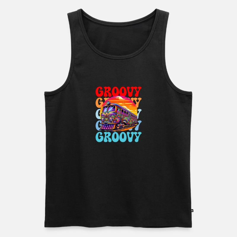 Groovy Psychedelischer Bus - Männer Premium Bio Tank Top - Schwarz