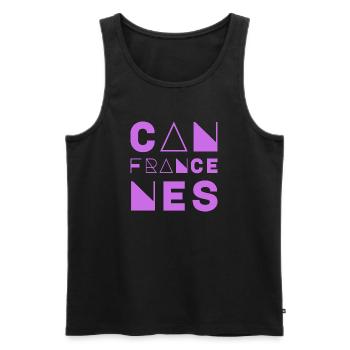 CANNES FRANCE - Débardeur bio Premium Homme - noir - Devant - AI Model Male 178 light (178cm)