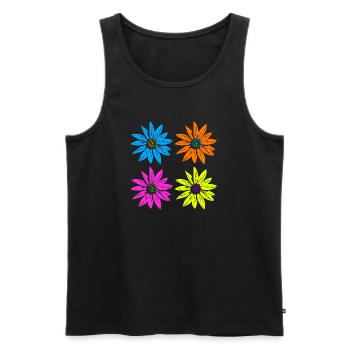 Blumen Pop Art vier Farben - Männer Premium Bio Tank Top - Schwarz - Vorne - AI Model Male 178 light (178cm)