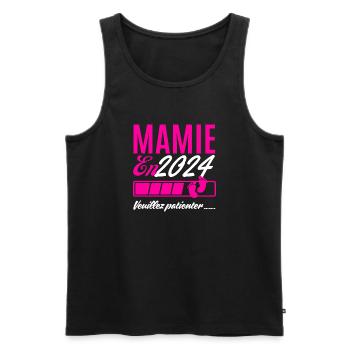 Mamie en 2024 veuillez patienter - Débardeur bio Premium Homme - noir - Devant - Michal (187cm)