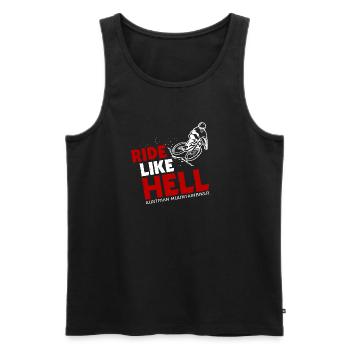 Mountainbike Downhill Spruch Ride Like Hell  - Männer Premium Bio Tank Top - Schwarz - Vorne - AI Model Male 178 light (178cm)