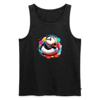 Papageitaucher - Männer Premium Bio Tank Top - Schwarz - Vorne - AI Model Male 178 light (178cm)