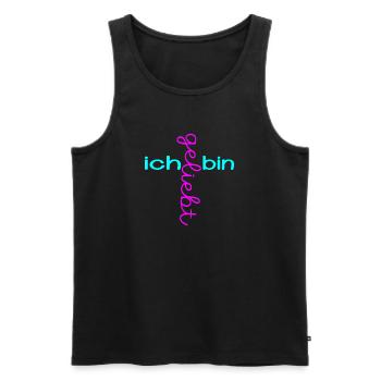 CHRISTLICHER GLAUBE ICH BIN GELIEBT - Männer Premium Bio Tank Top - Schwarz - Vorne - Michal (187cm)
