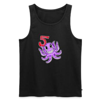 5th Birthday Motif Octopus - Five Years Old - Men's Premium Organic Tank Top - black - Front - AI Model Male 178 light (178cm)