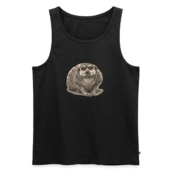 Erdmännchen sitzt im Sand - Männer Premium Bio Tank Top - Schwarz - Vorne - AI Model Male 178 light (178cm)