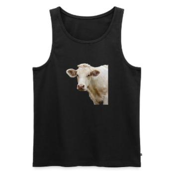 funny cow cow head gift farmer - Men's Premium Organic Tank Top - black - Front - Michal (187cm)