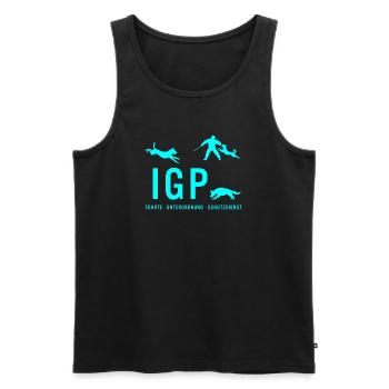 IGP Hundesport - Türkis - Männer Premium Bio Tank Top - Schwarz - Vorne - AI Model Male 178 light (178cm)